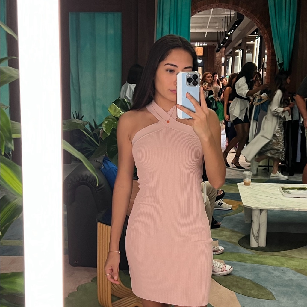 Baby Pink Sculpt Knit Criss Cross Dress From Aritzia